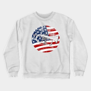 Flugelhorn USA Flag Hornist Brass Musician 4th July Crewneck Sweatshirt